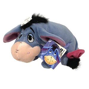 Vtg Fisher Price Disney Bean Plush Eeyore 10" Pink Bow Winnie the Pooh & Friends